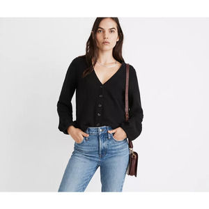 NWOT Madewell Black Bubble Sleeve Cardigan Top